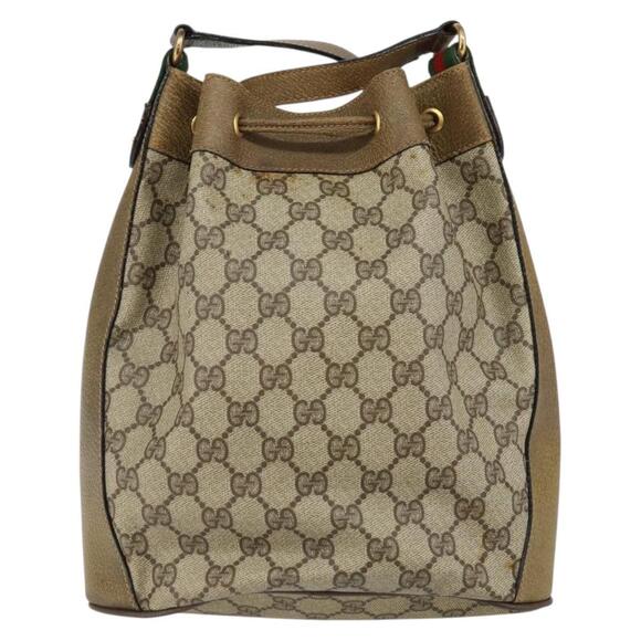 GUCCI GG Supreme Web Sherry Line Shoulder Bag PVC Beige 14 02 034 Auth 143349 - Picture 2 of 16